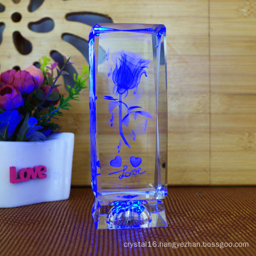 Novelty Birthday Gifts Rotate 3D Laser Crystal Rose Flower Cube